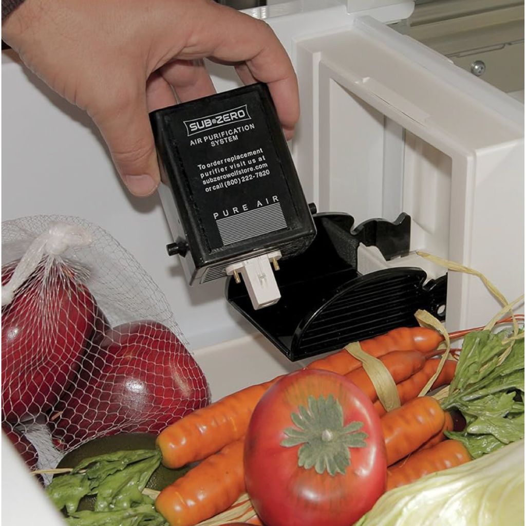 Sub-Zero 7042798 air purification cartridge installed inside refrigerator
